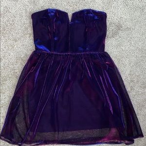 Urban outfitters iridescent mesh strapless dress M